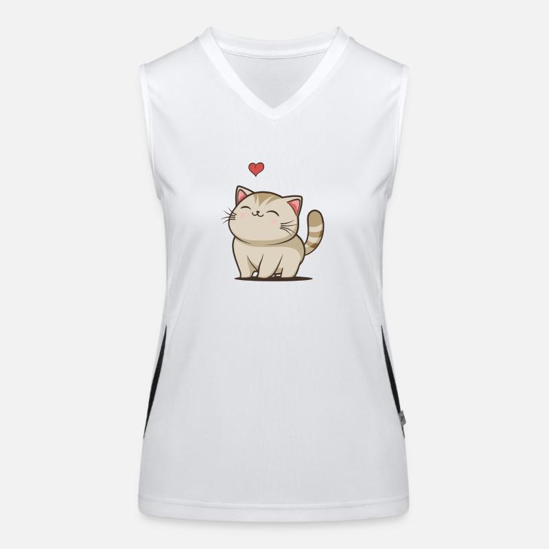 Kawaii Katze mit Herz Funktionelles Kontrast-Tank Top für Frauen