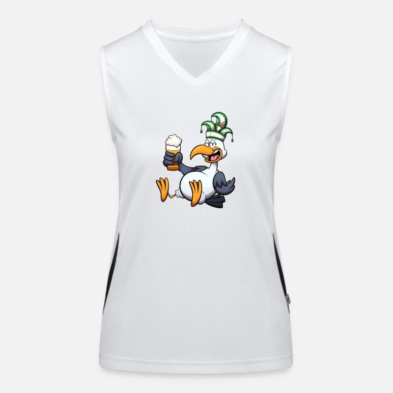 Holländische Karnevalsmöwe mit Bier Funktionelles Kontrast-Tank Top für Frauen