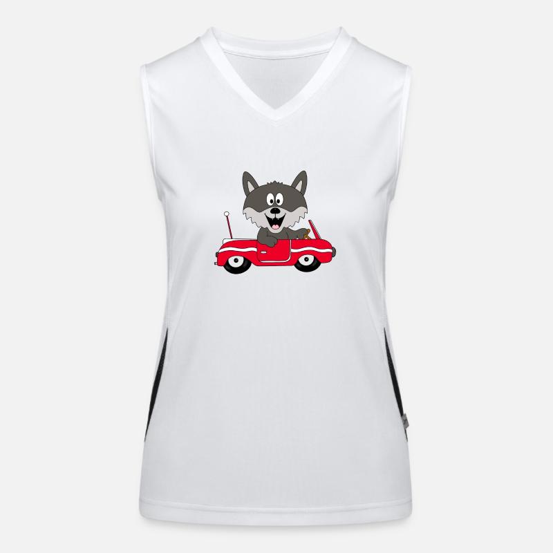 AUTO - WOLF - TIER - TIERISCH - KIND - BABY Funktionelles Kontrast-Tank Top für Frauen