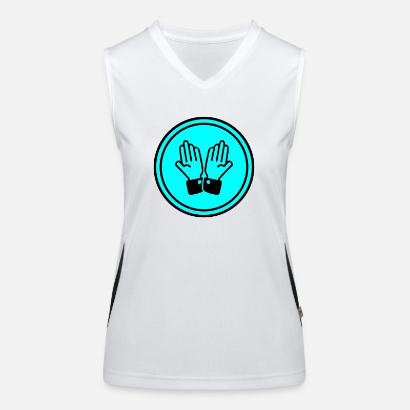 hands praying circle Women's Functional Contrast Tank Top