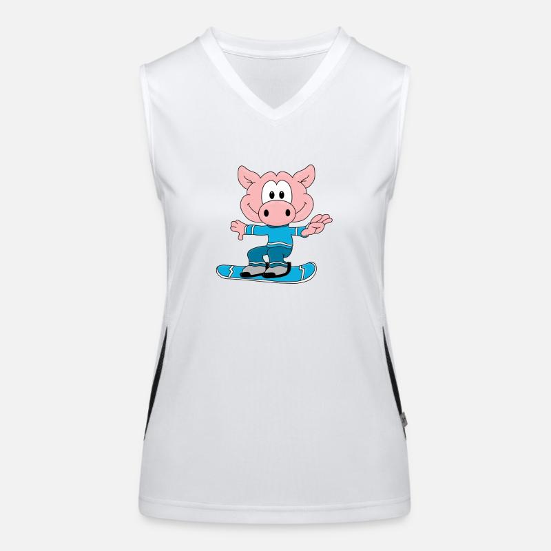 SNOWBOARD - WINTERSPORT - TIER - SCHWEIN Funktionelles Kontrast-Tank Top für Frauen