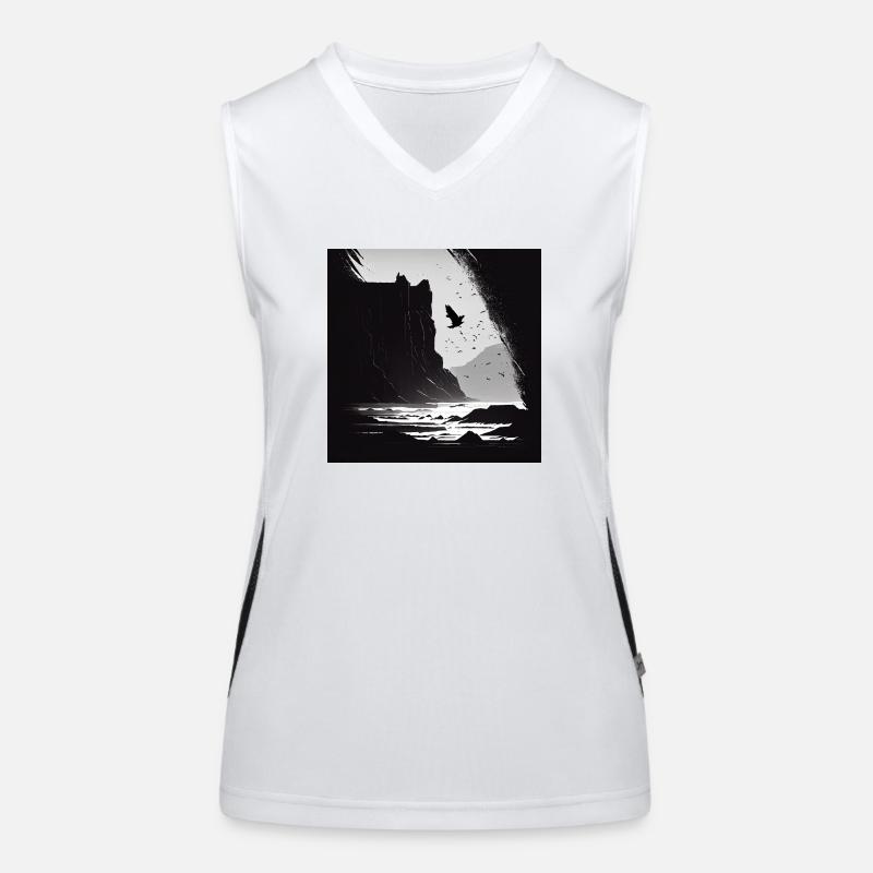 rough sea with cliffs Women's Functional Contrast Tank Top