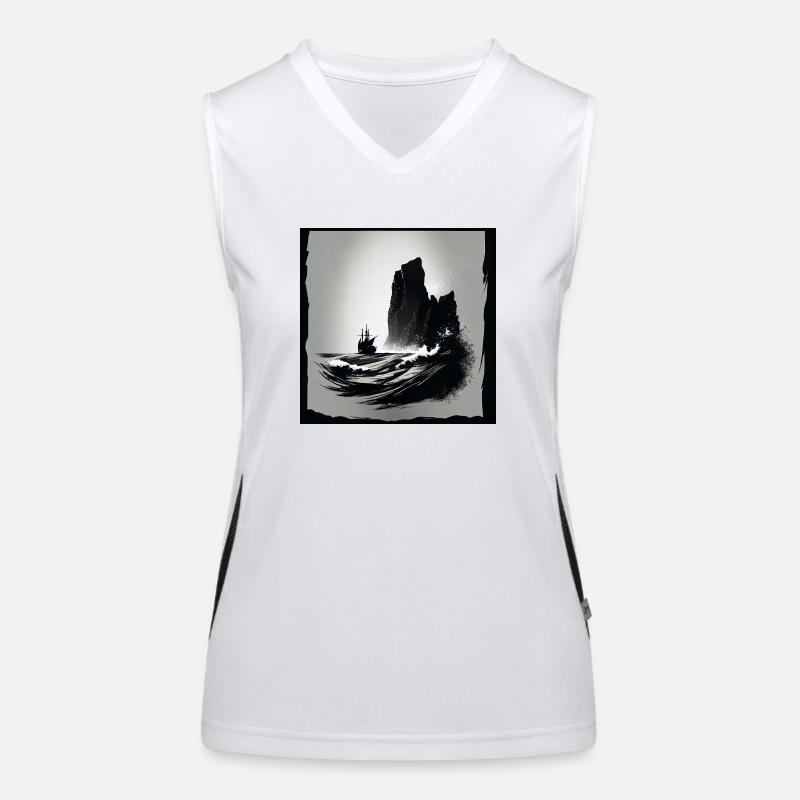 rough sea with cliffs Funktionelles Kontrast-Tank Top für Frauen