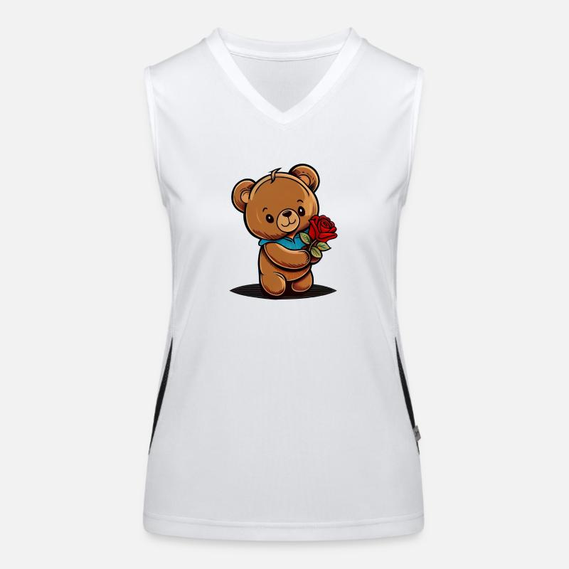Ours en Peluche Mignon avec Rose - Saint-Valentin Débardeur respirant contrasté Femme