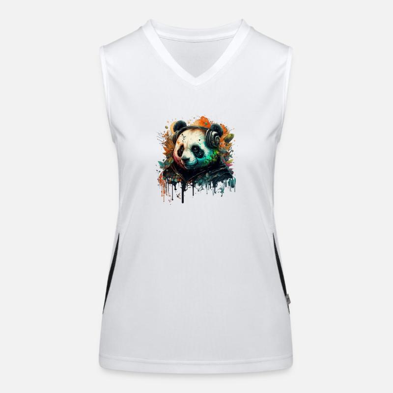 Panda im Einklang mit der Musik Funktionelles Kontrast-Tank Top für Frauen