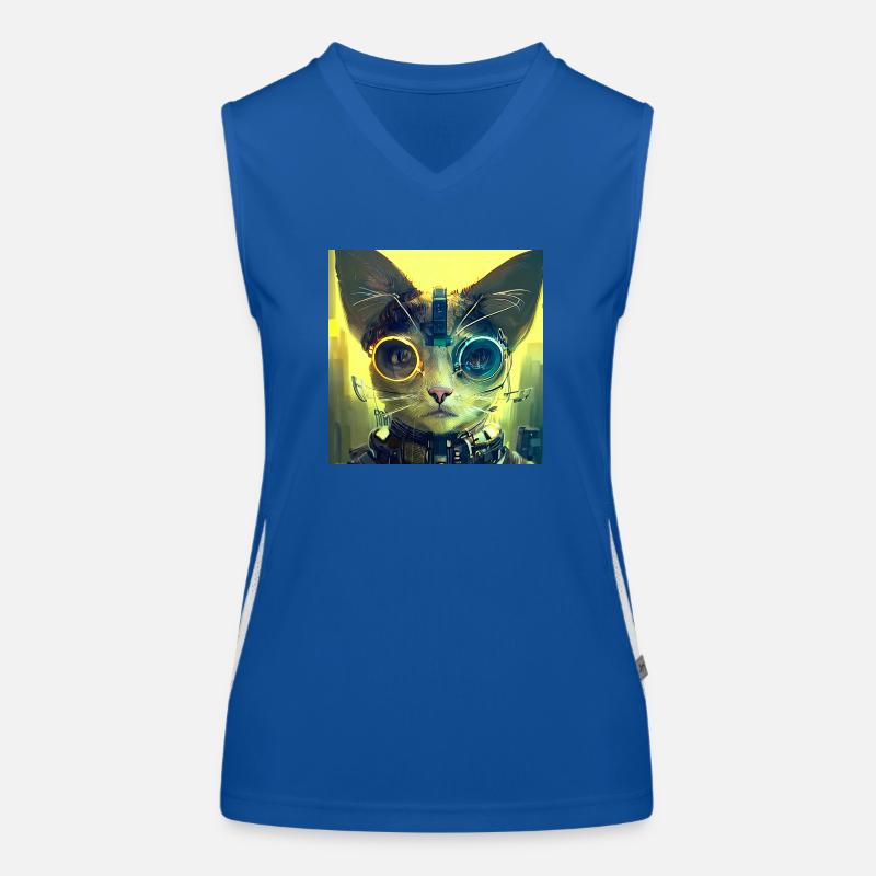 Futuristic cat Women's Functional Contrast Tank Top