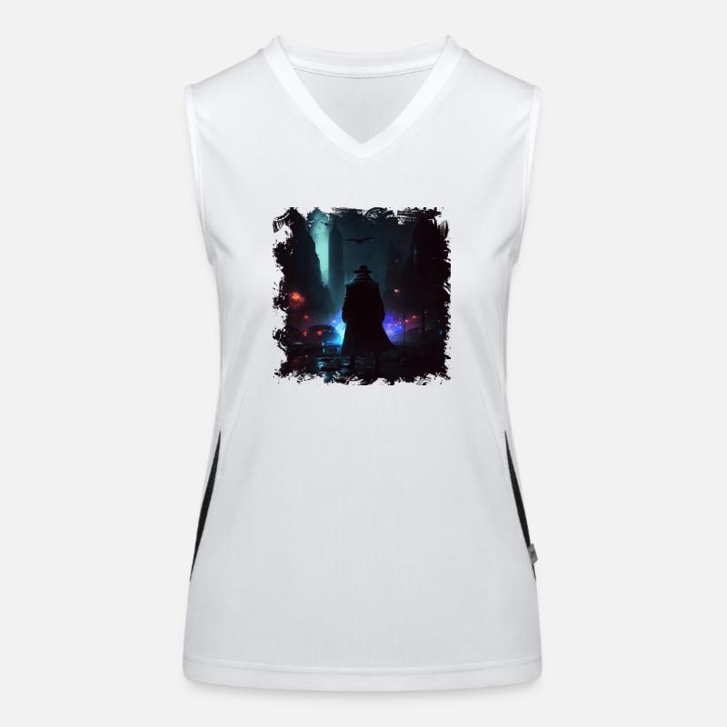 Dark protector in the city with neon light Women's Functional Contrast Tank Top