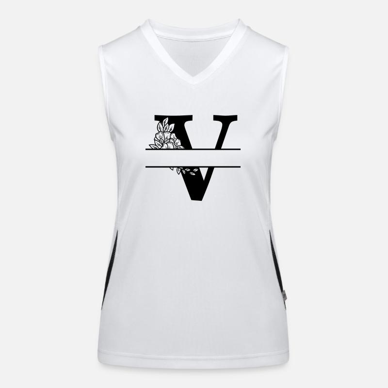 Personalisierter floraler V-Buchstabe Funktionelles Kontrast-Tank Top für Frauen