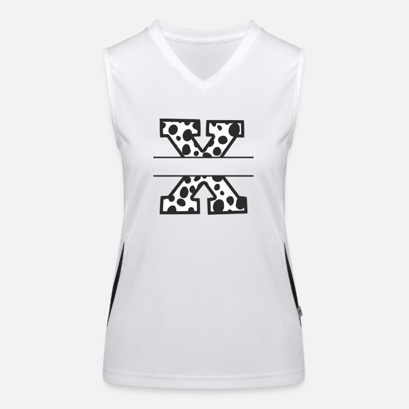 letter x custom cow pattern Women's Functional Contrast Tank Top