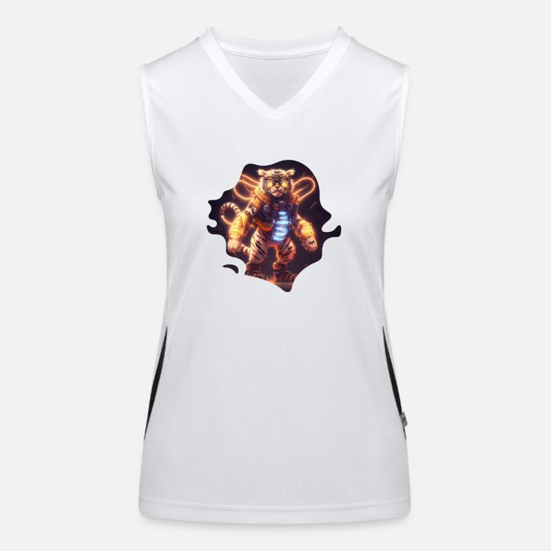 Tiger Mecha Cool zu Cyborg Steampunk Stil Funktionelles Kontrast-Tank Top für Frauen