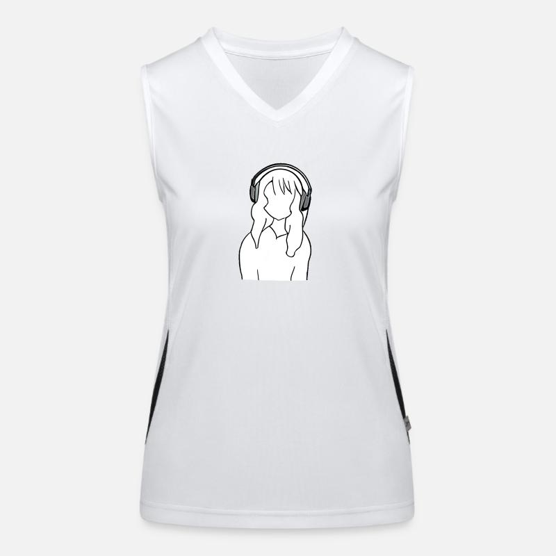 Anime Manga Mädchen Kopfhörer Musik hören Funktionelles Kontrast-Tank Top für Frauen