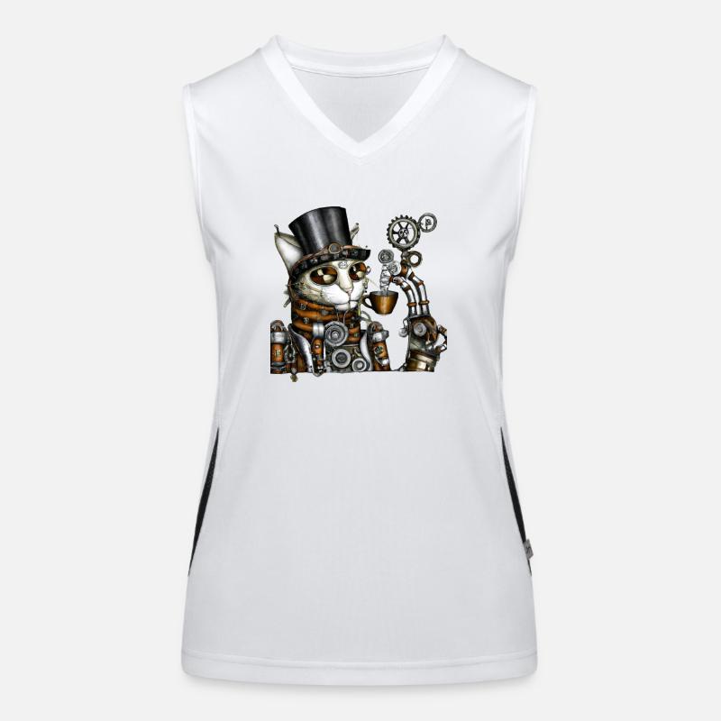Steampunk Katze Funktionelles Kontrast-Tank Top für Frauen