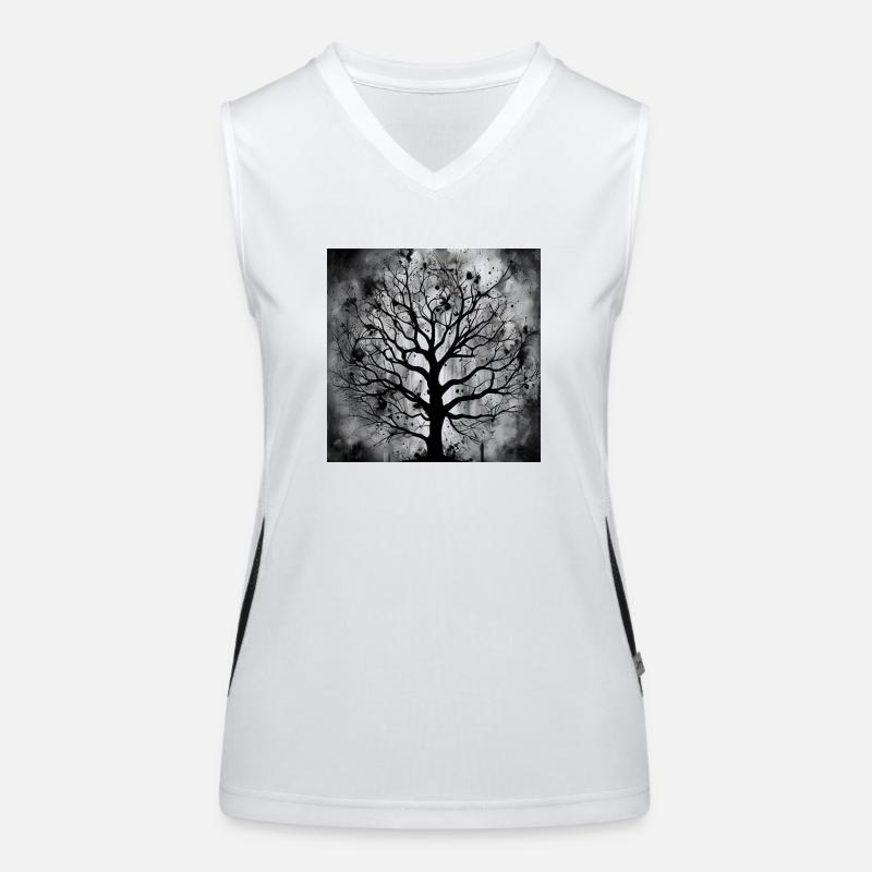 Tree ink black Women's Functional Contrast Tank Top