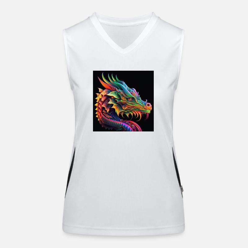 Farbiger Drache, einzigartiges Design Funktionelles Kontrast-Tank Top für Frauen