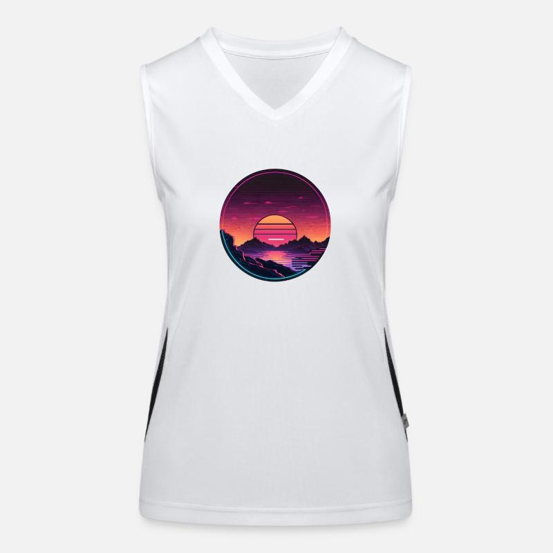 Synthwave Sunset Funktionelles Kontrast-Tank Top für Frauen