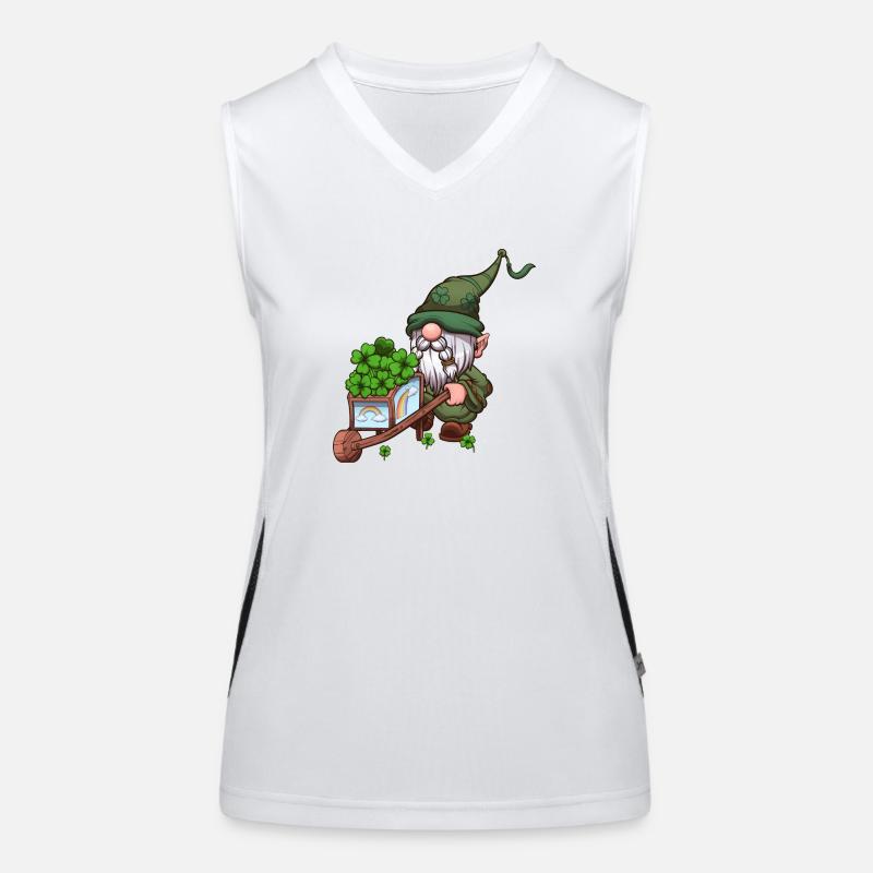 St Patrick's Day Gnome With Wheelbarrow Women's Functional Contrast Tank Top