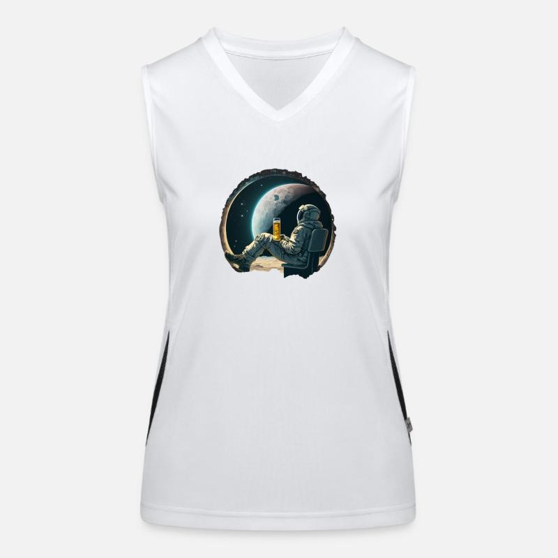 Astronaut entspannt mit Bier coole illustration Funktionelles Kontrast-Tank Top für Frauen