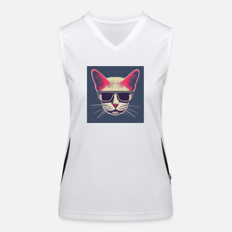 Coole Katze mit Sonnenbrille Funktionelles Kontrast-Tank Top für Frauen