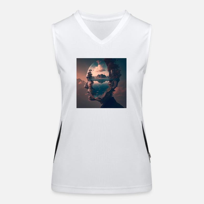 Head With a Landscape Inside Women's Functional Contrast Tank Top
