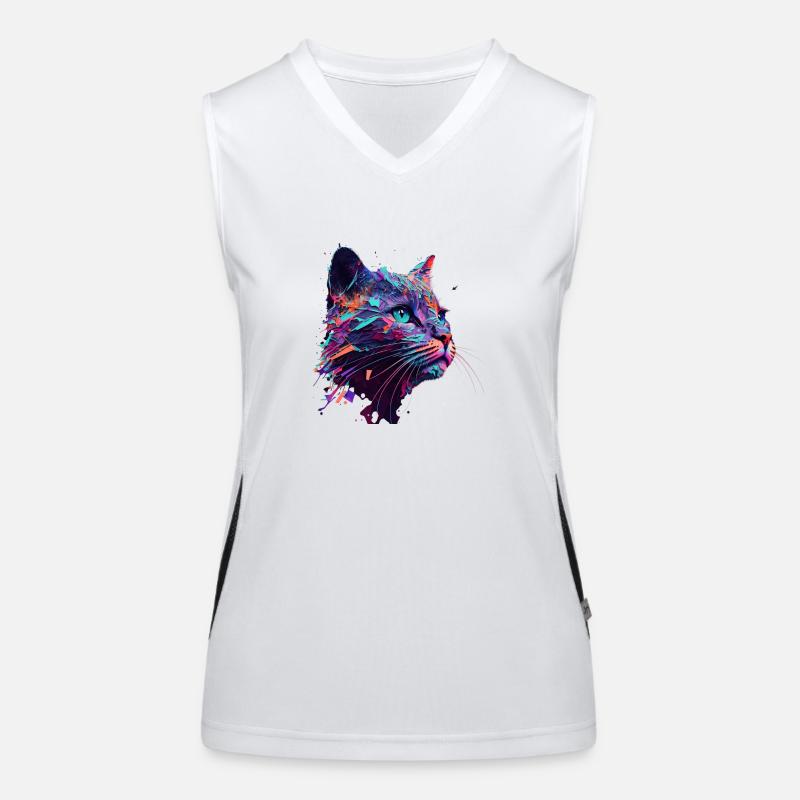 Psychedelische Katze Funktionelles Kontrast-Tank Top für Frauen