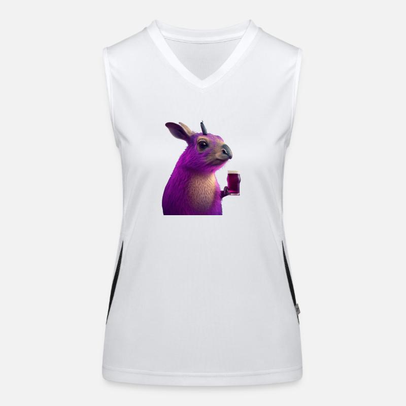 Cooler Lustiger Hase mit Bier in Pink Funktionelles Kontrast-Tank Top für Frauen