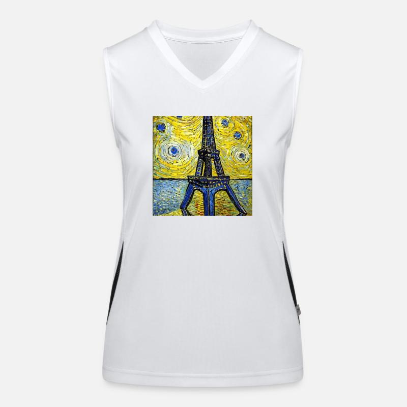 Paris Eiffel Tower van gogh Women's Functional Contrast Tank Top