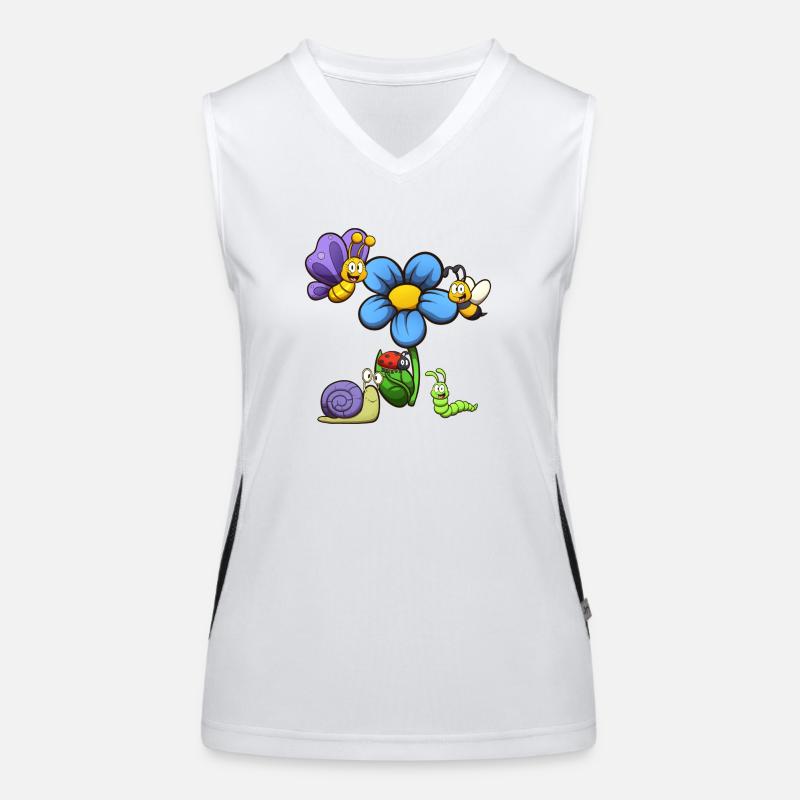 Insectes de dessins animés mignons Débardeur respirant contrasté Femme