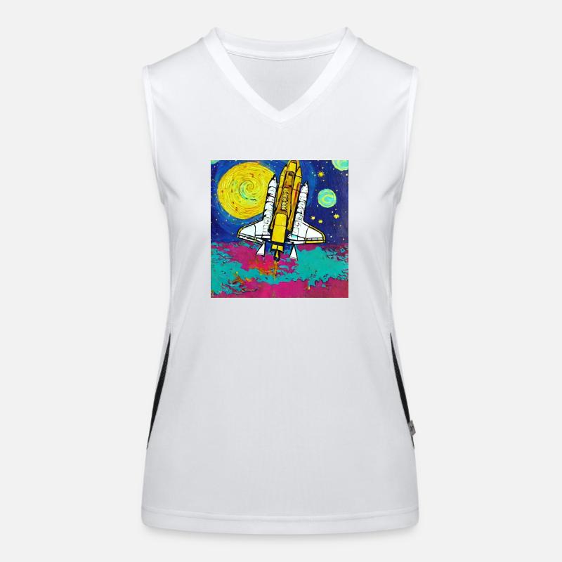 Space Shuttle Van Gogh Funktionelles Kontrast-Tank Top für Frauen