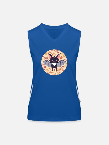 Fledermaus mit Herbstmuster - Funktionelles Kontrast-Tank Top für Frauen - Royal/Weiß - Vorne