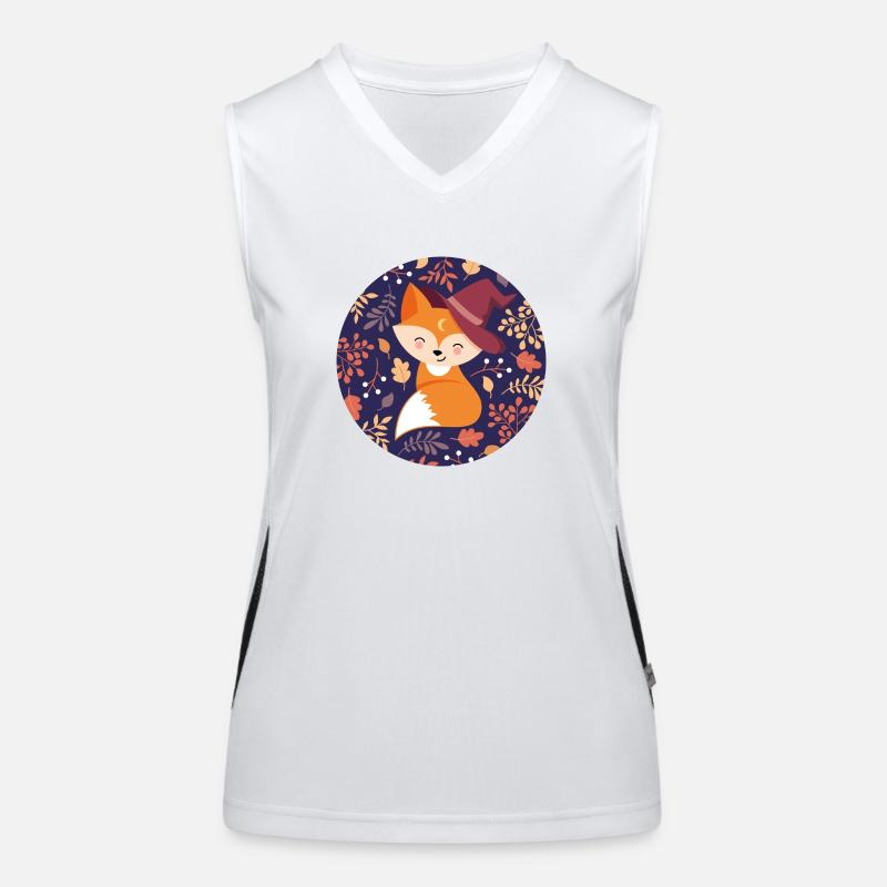 Fox with autumn pattern Women's Functional Contrast Tank Top