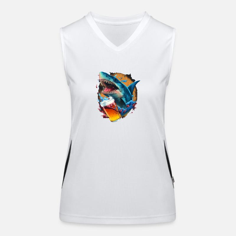 Beer-drinking shark Women's Functional Contrast Tank Top