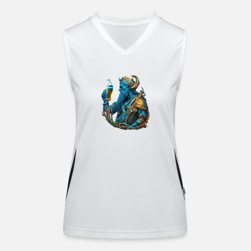 Neptune with beer. Cool mythology Women's Functional Contrast Tank Top