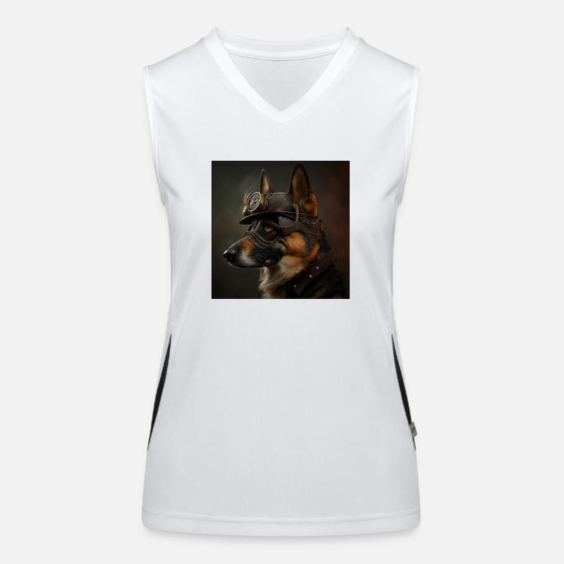German Shepherd Steampunk Women's Functional Contrast Tank Top
