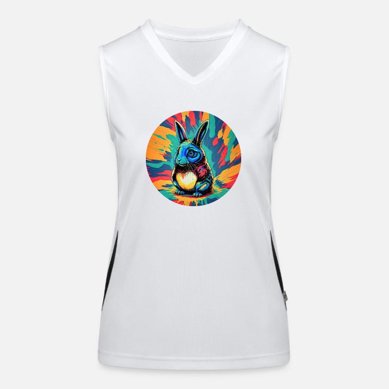 Psychedelic Easter Bunny Women's Functional Contrast Tank Top