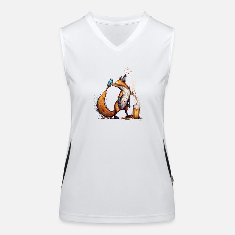 Cool fox joue avec de la bière Débardeur respirant contrasté Femme