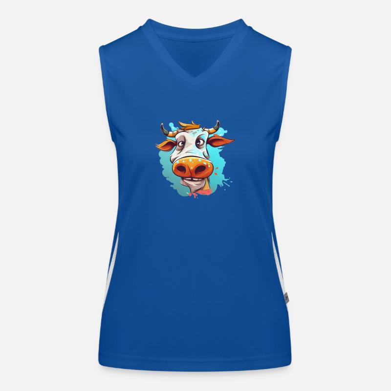 Farbenfrohe Kuh-Karikatur Funktionelles Kontrast-Tank Top für Frauen