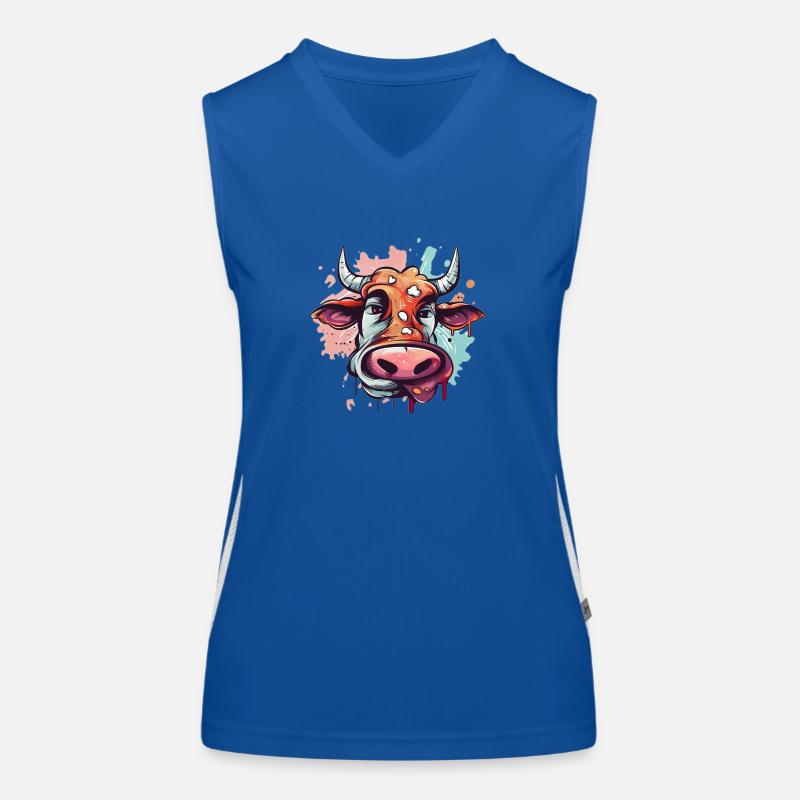 Comic Kuh Karikatur Funktionelles Kontrast-Tank Top für Frauen