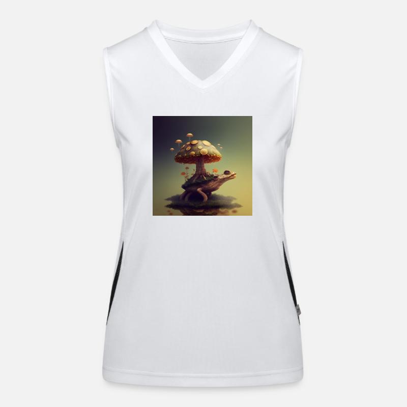 Trippy Turtle with Tree Growing on her Back Women's Functional Contrast Tank Top