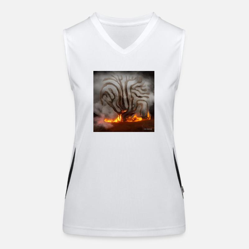 Alter Baum brennt Funktionelles Kontrast-Tank Top für Frauen