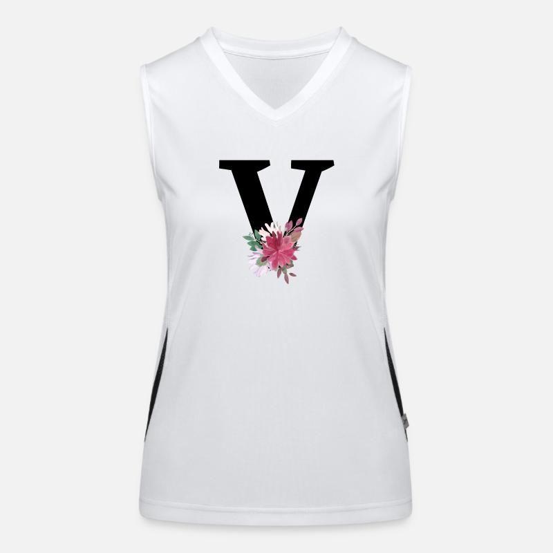 Buchstabe v blumig Funktionelles Kontrast-Tank Top für Frauen