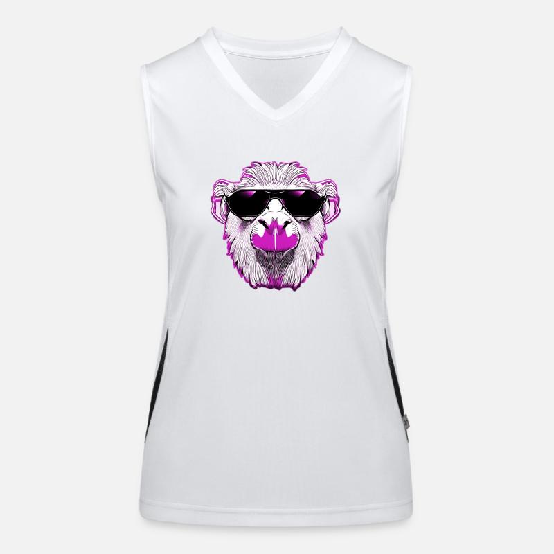 Cool llama with sunglasses pink Women's Functional Contrast Tank Top