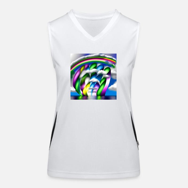 rainbow in clouds - Women's Functional Contrast Tank Top - white/black