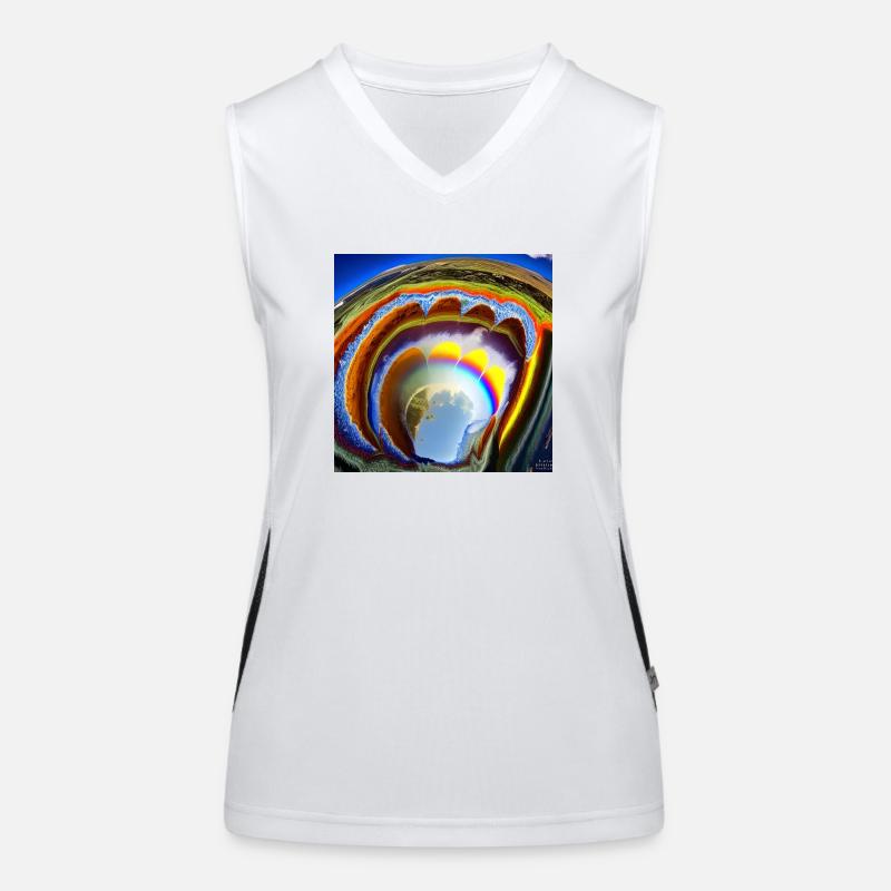 Regenbogen mit Sonne von oben Funktionelles Kontrast-Tank Top für Frauen