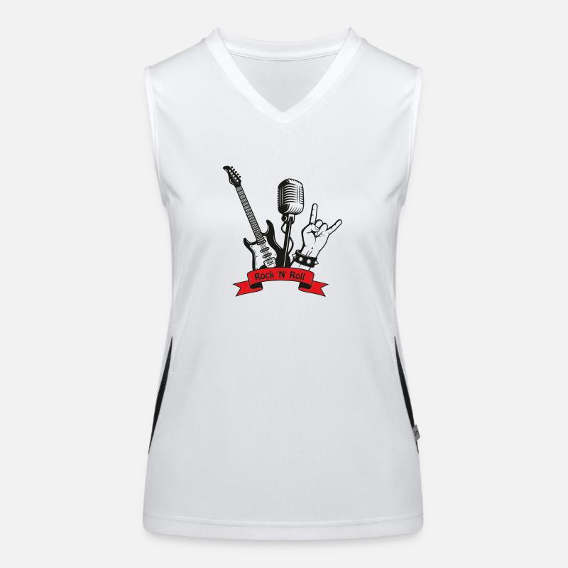 Rock guitar design for artists Women's Functional Contrast Tank Top