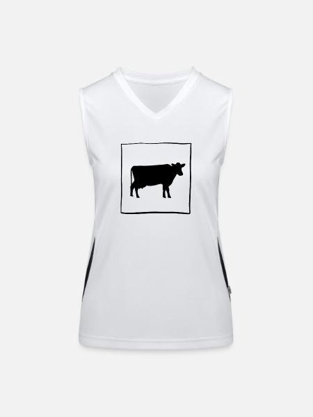 Kuh 1 - Funktionelles Kontrast-Tank Top für Frauen - Weiß/Schwarz - Vorne
