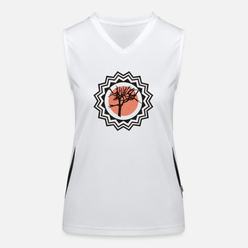 Baum, Mandala, Ethnostyle, schwarz, rot, Mandala Funktionelles Kontrast-Tank Top für Frauen