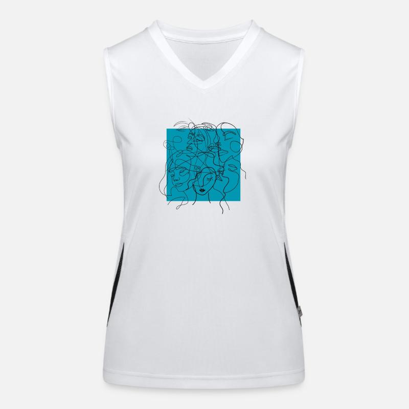 Face line blue Women's Functional Contrast Tank Top