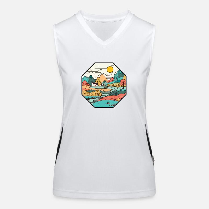 Countryside landscape Women's Functional Contrast Tank Top