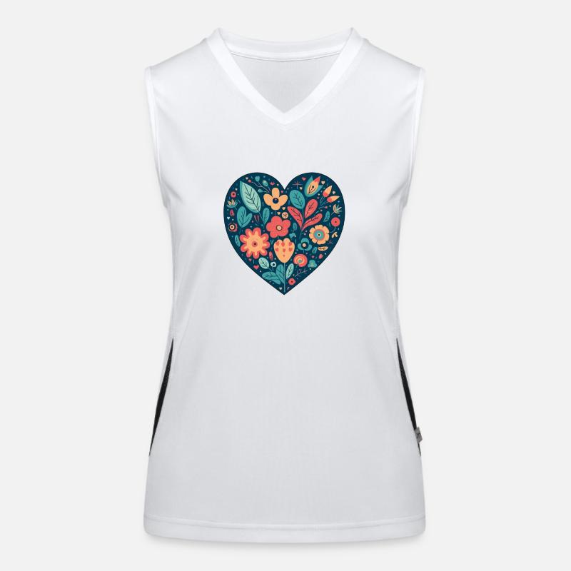 Blumiges Herz Funktionelles Kontrast-Tank Top für Frauen