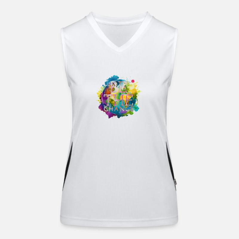 Be the change - Women's Functional Contrast Tank Top - white/black
